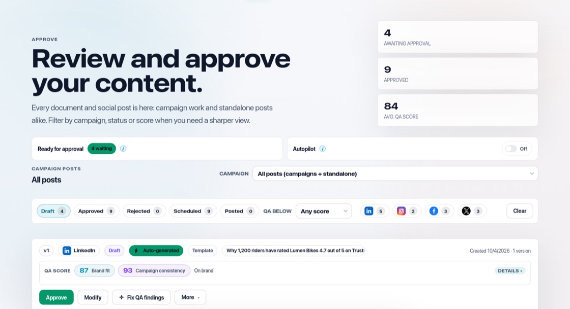 Screenshot of the Approve, reject and request changes screen