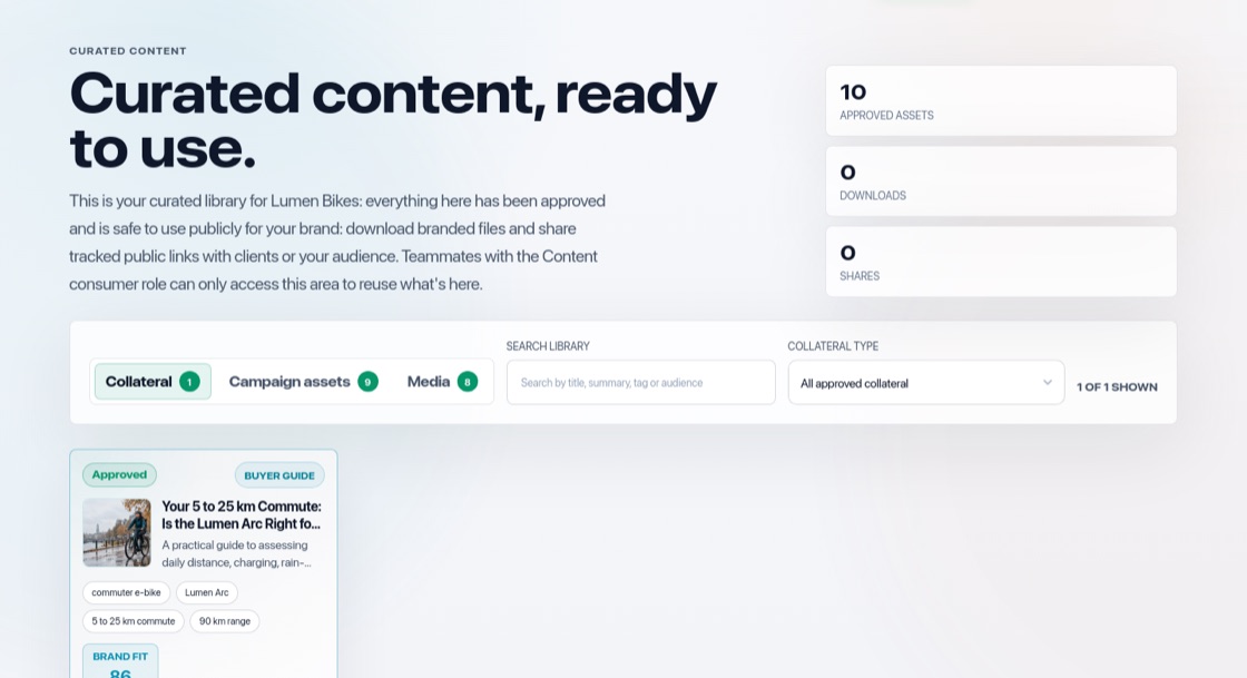 Screenshot of the Curated content: your ready-to-use library screen