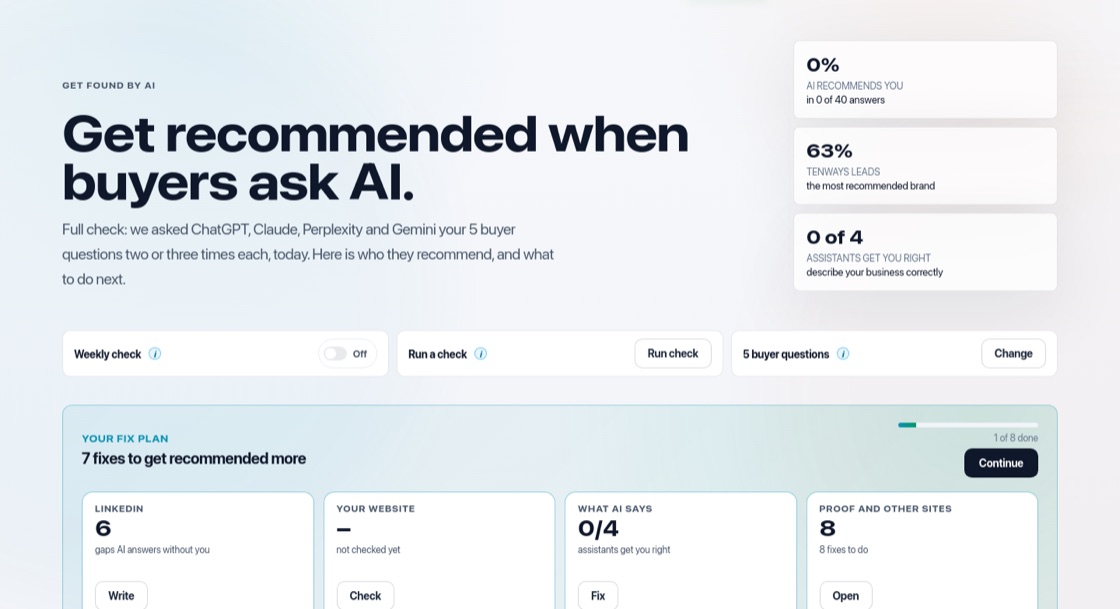 Screenshot of the Get found by AI: get recommended by ChatGPT, Claude and more screen