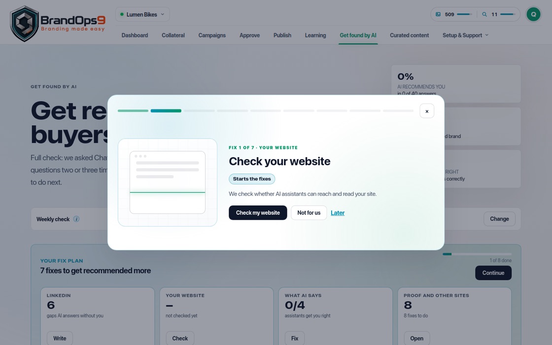 Screenshot of the Check your website for AI screen