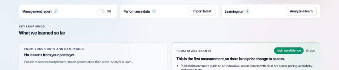 Screenshot of the Share a management report screen